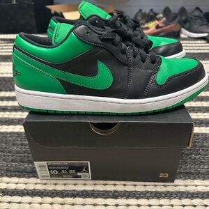 Air Jordan 1 Low - Black - Lucky Green - White - 10
